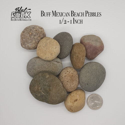 Buff Mexican Beach Pebbles Small .5 - 1 Inch Pic 3